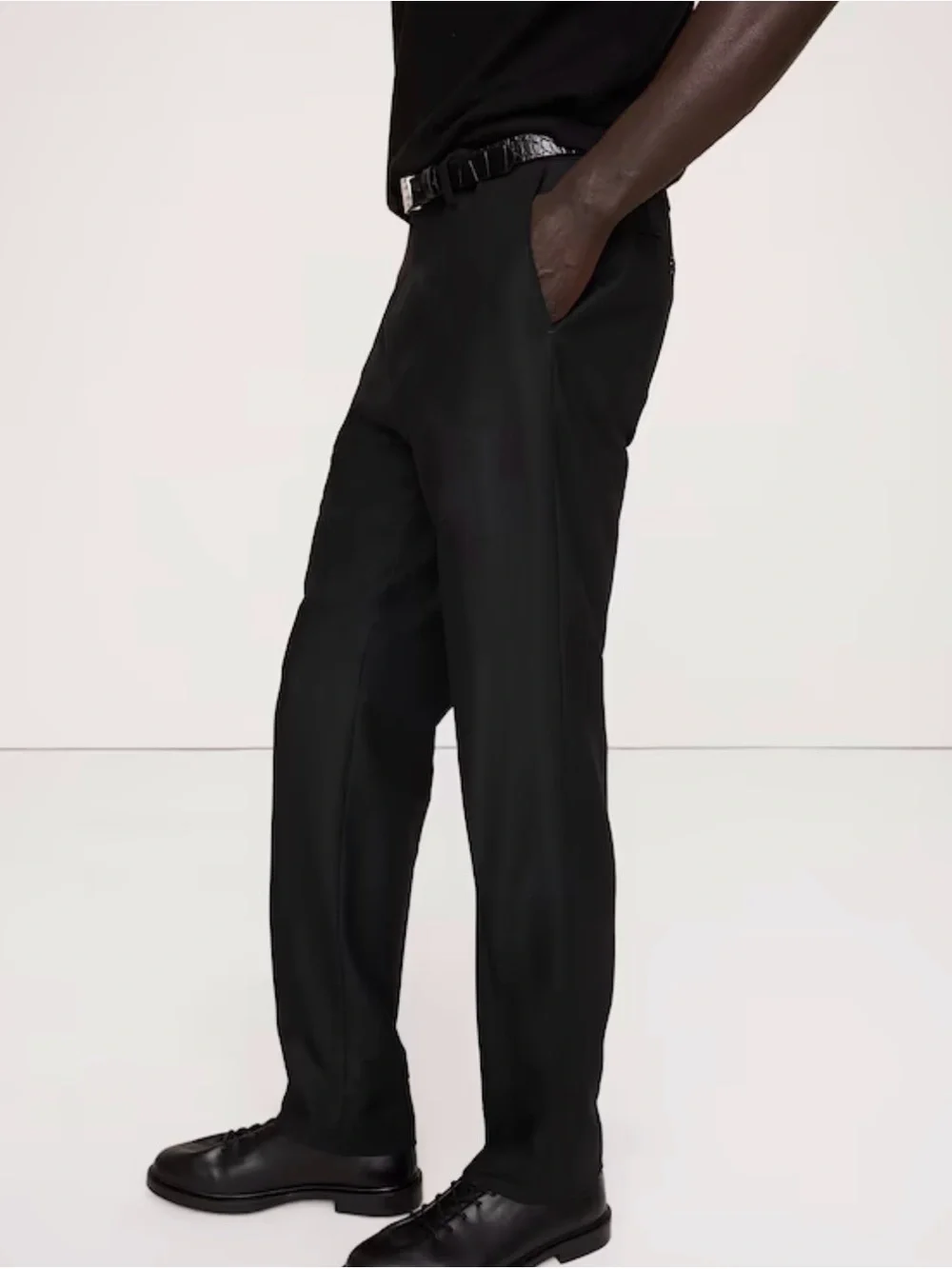 NWOT Banana Republic Signature Italian Hopsack Black Suit Pant Sz 34 x 30.